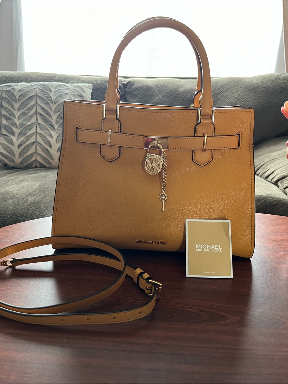 Michael Kors Mustard Leather Satchel with Gold Hardware